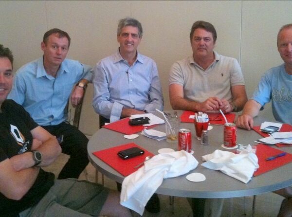 From L Matt Hicks, Harry Wubbin, Richard de Crespigny, Dave Evans and Mark Johnson the morning after their brush with diaster in a severely crippled Airbus A380 over Singapore. None of the 459 aboard were injured in the emergency.