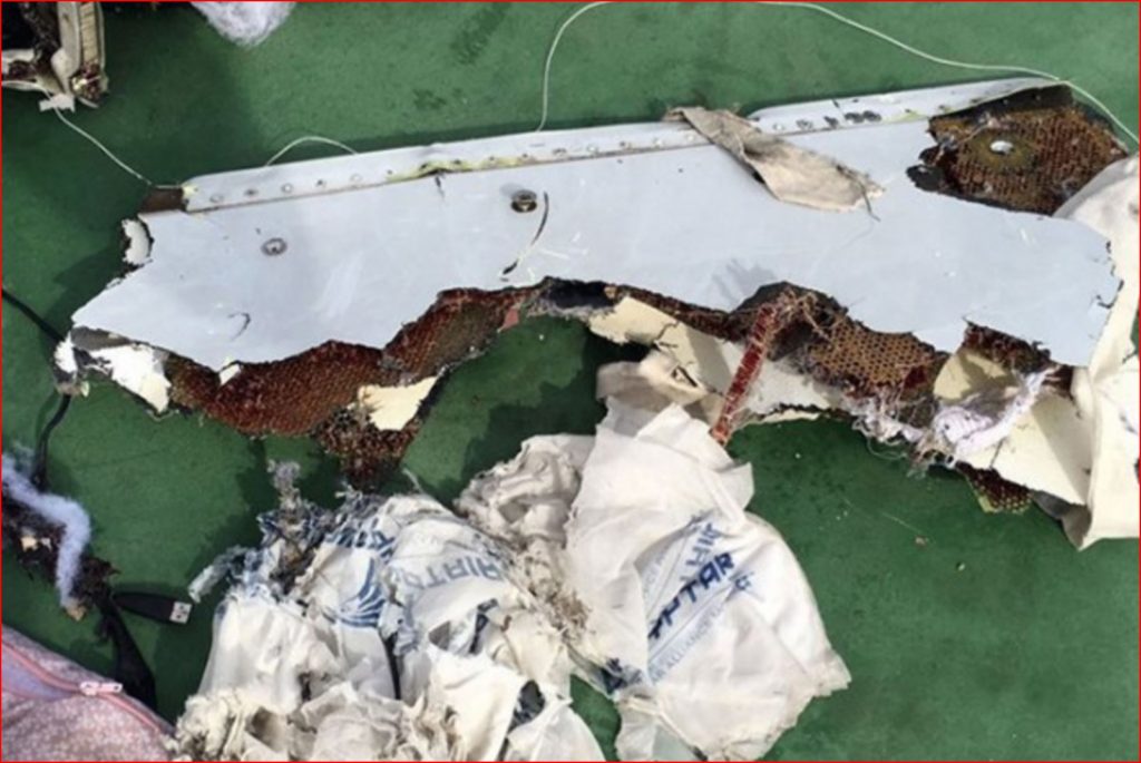 Debris and wreckage recovered from EgyptAir 804