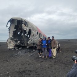 Fletcher with family at wreck